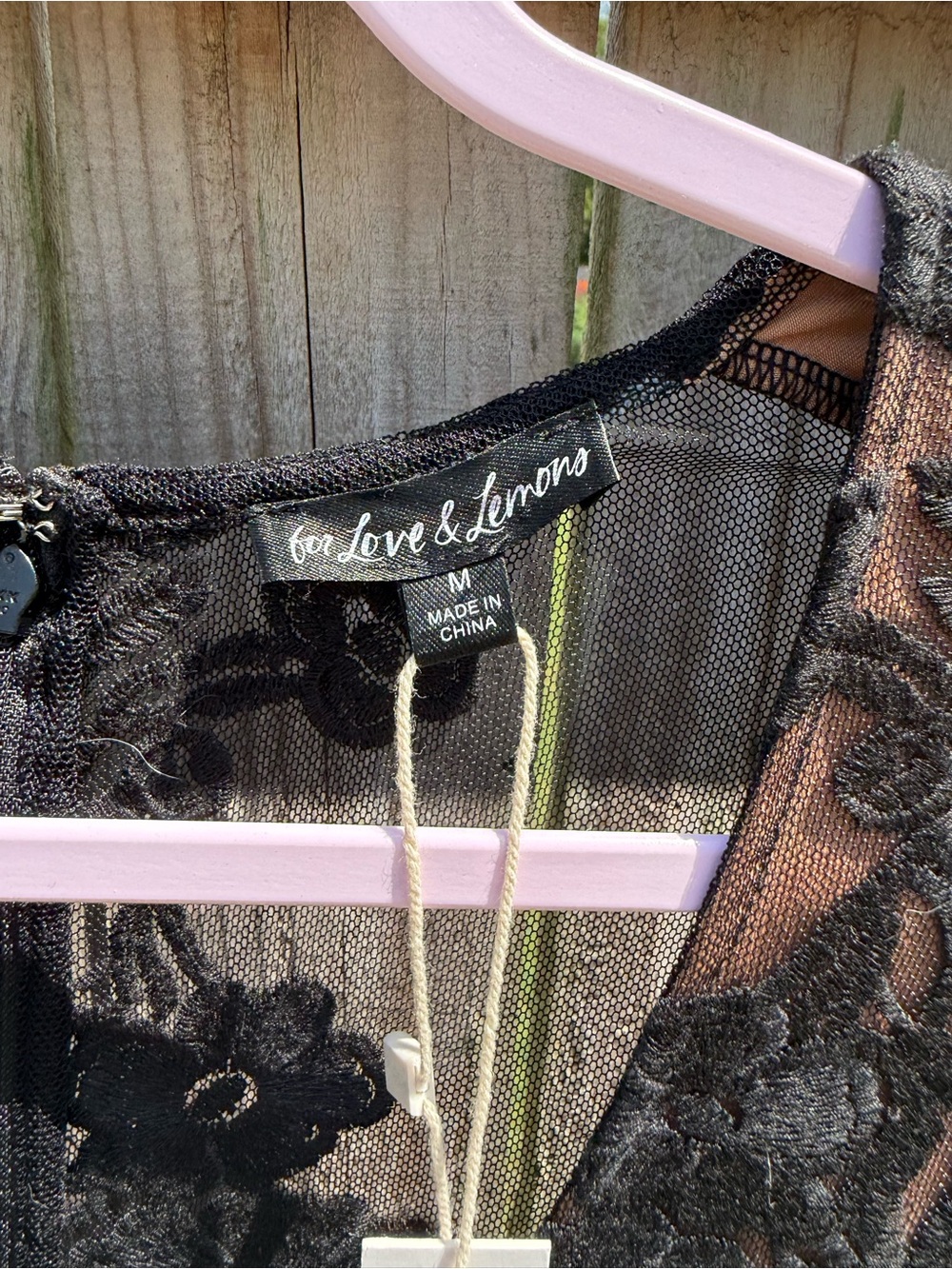 For Love & Lemons Black Lace Overlay Brown Mini Dress Size Medium NWT - Picture 3 of 4